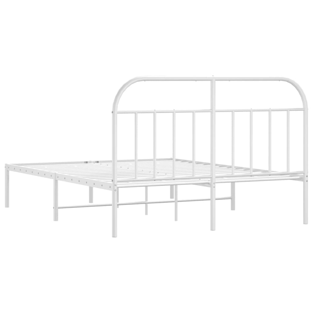 Metal Bed Frame without Mattress with Headboard White 160x200cm