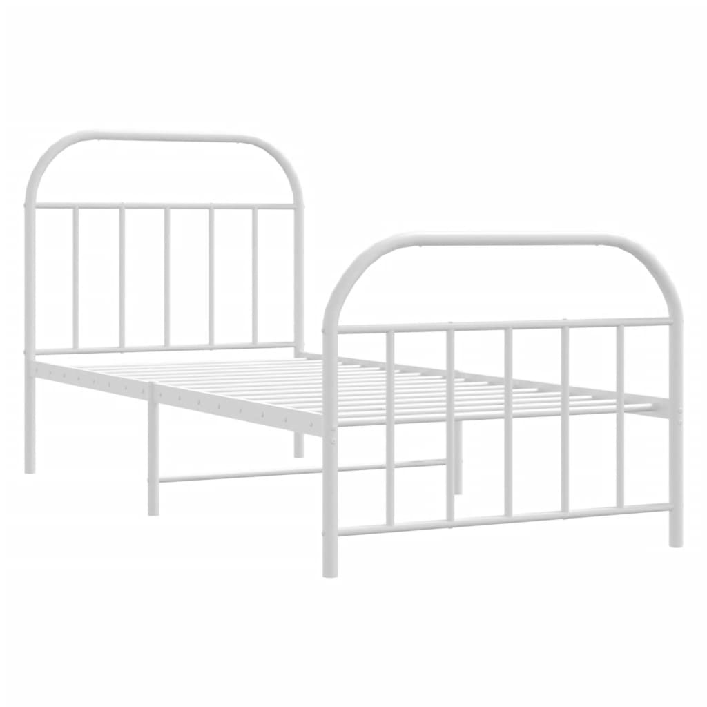 Metal Bed Frame without Mattress with Footboard White 90x190cm