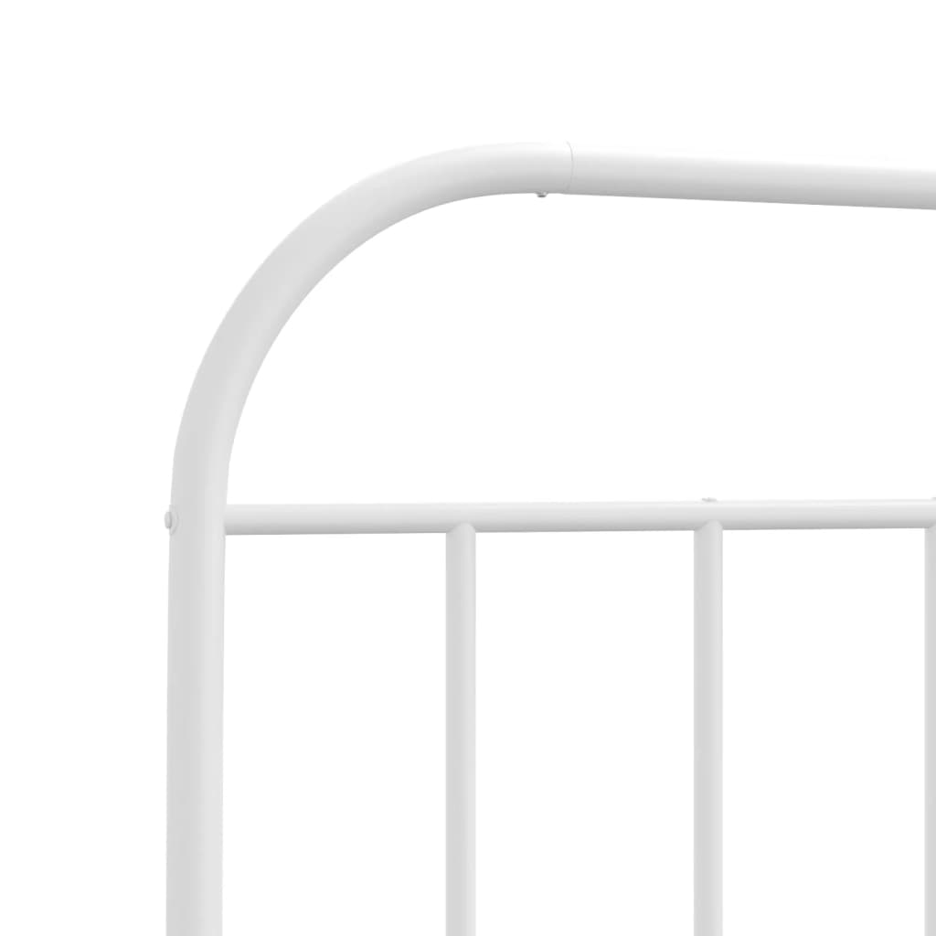 Metal Bed Frame without Mattress with Footboard White 90x190cm
