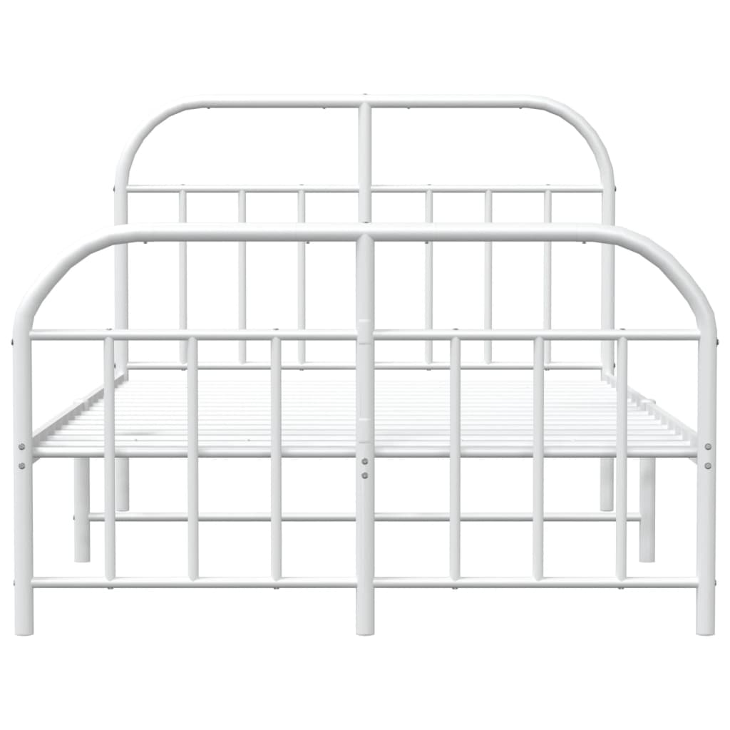 Metal Bed Frame without Mattress with Footboard White 120x190cm