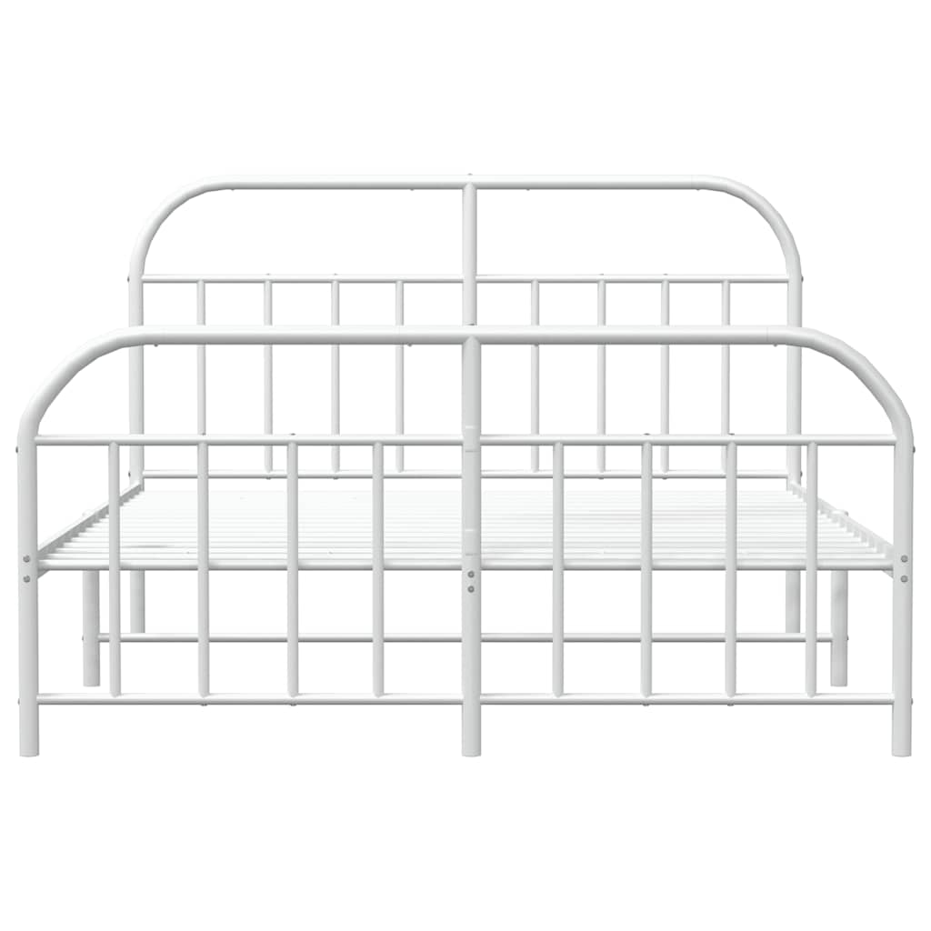 Metal Bed Frame without Mattress with Footboard White 135x190cm