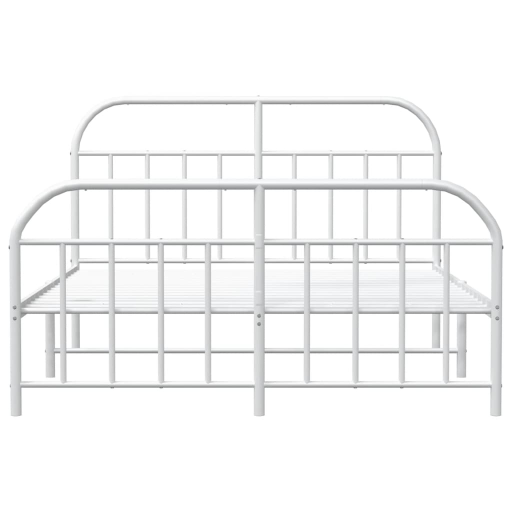 Metal Bed Frame without Mattress with Footboard White 140x190cm