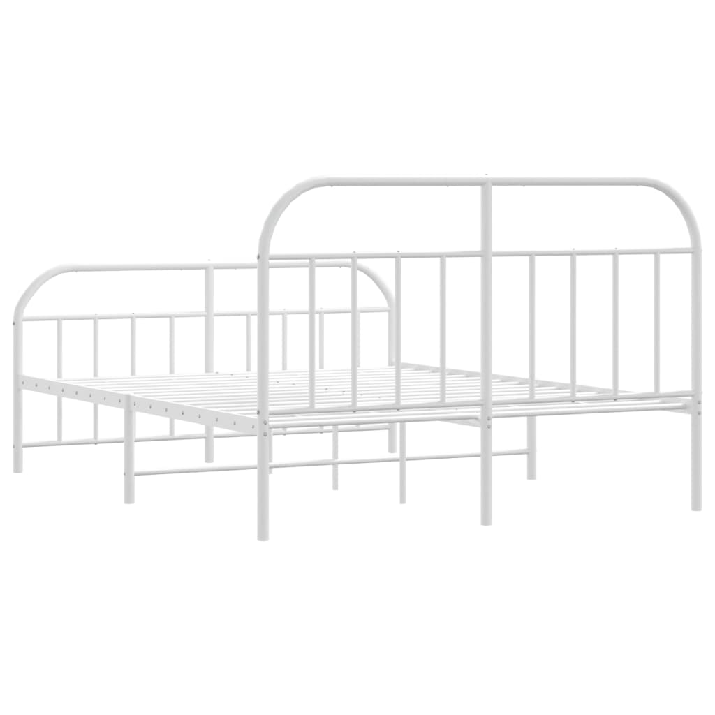 Metal Bed Frame without Mattress with Footboard White 140x190cm