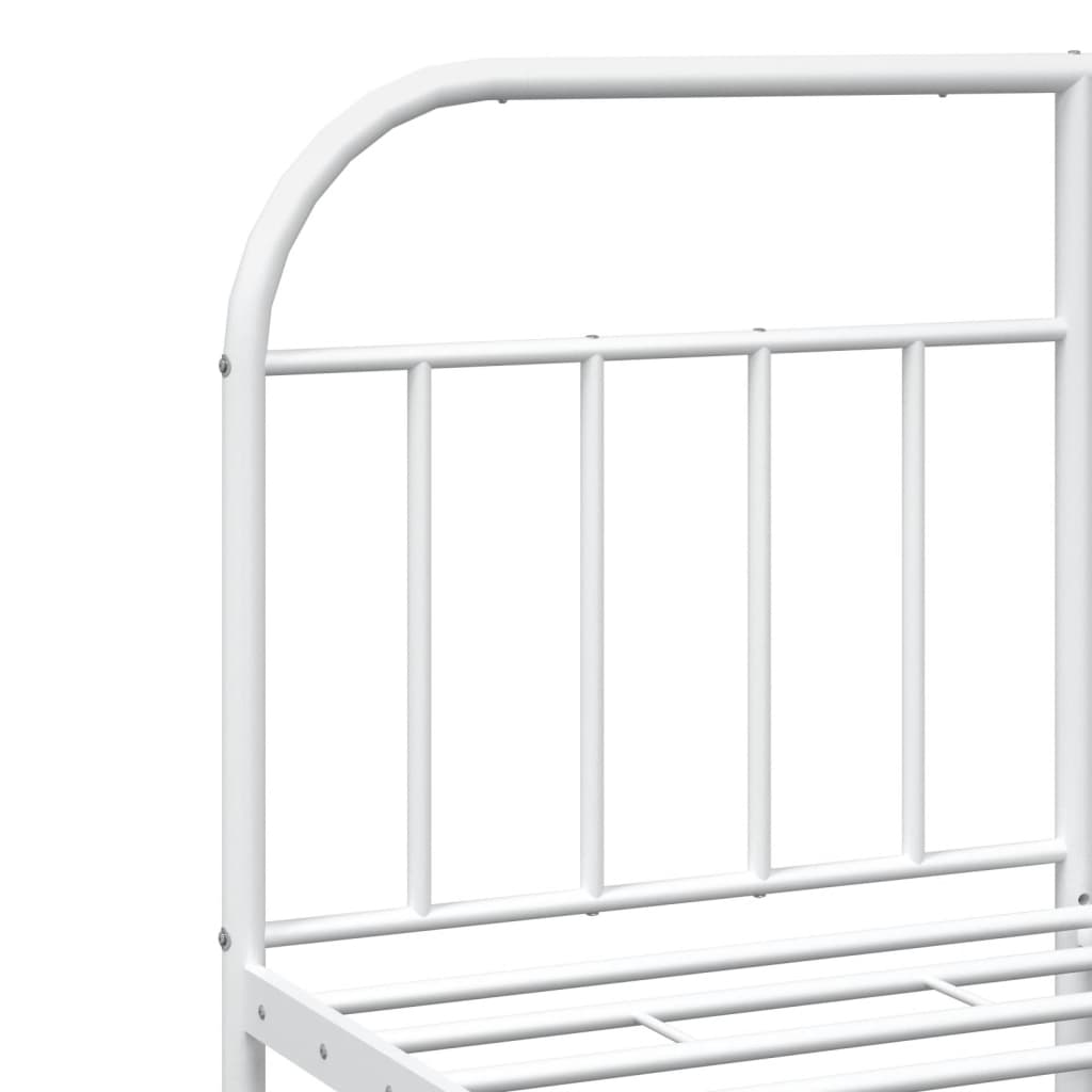 Metal Bed Frame without Mattress with Footboard White 140x190cm