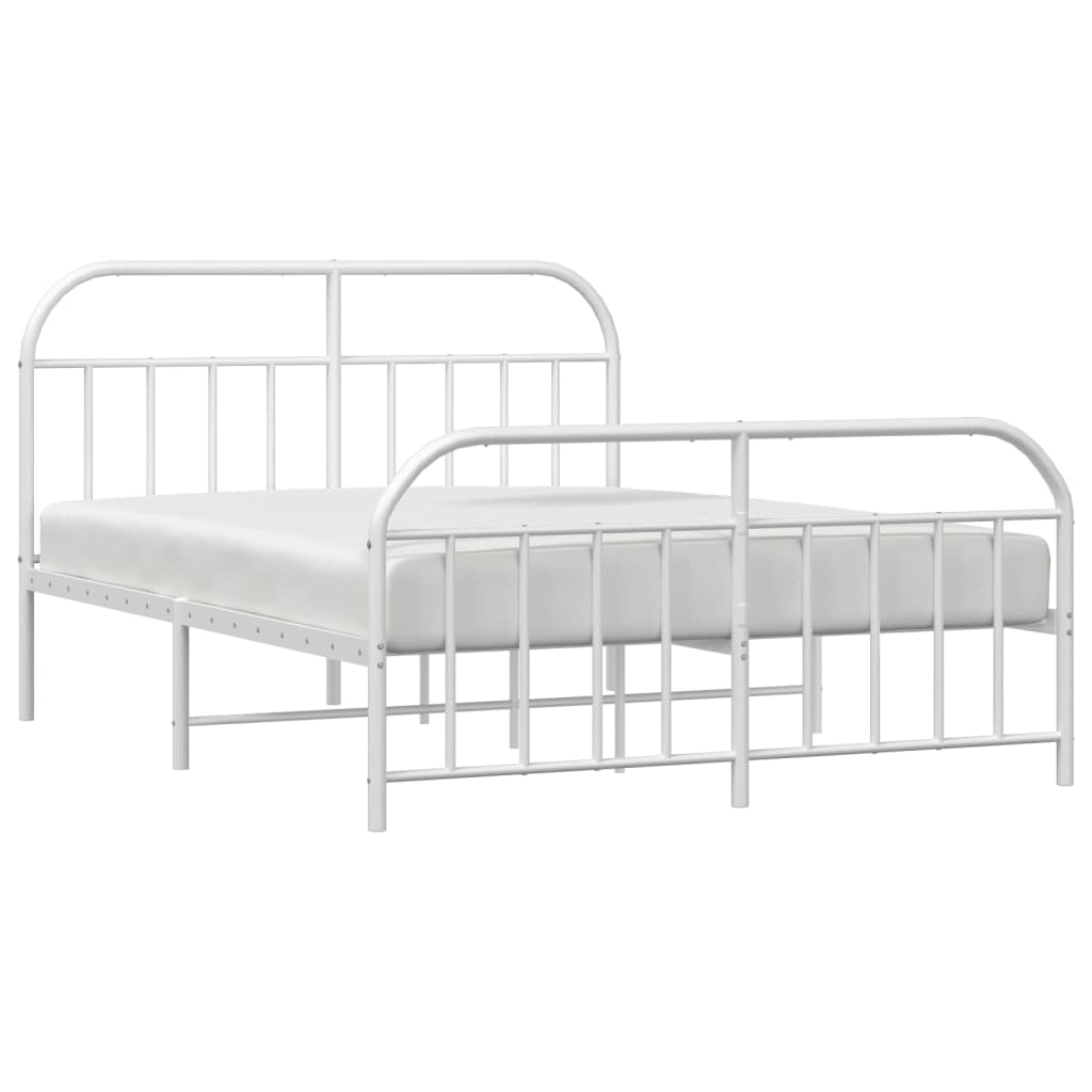 Metal Bed Frame without Mattress with Footboard White 180x200cm