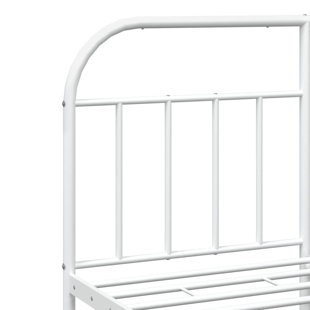 Metal Bed Frame without Mattress with Footboard White 180x200cm