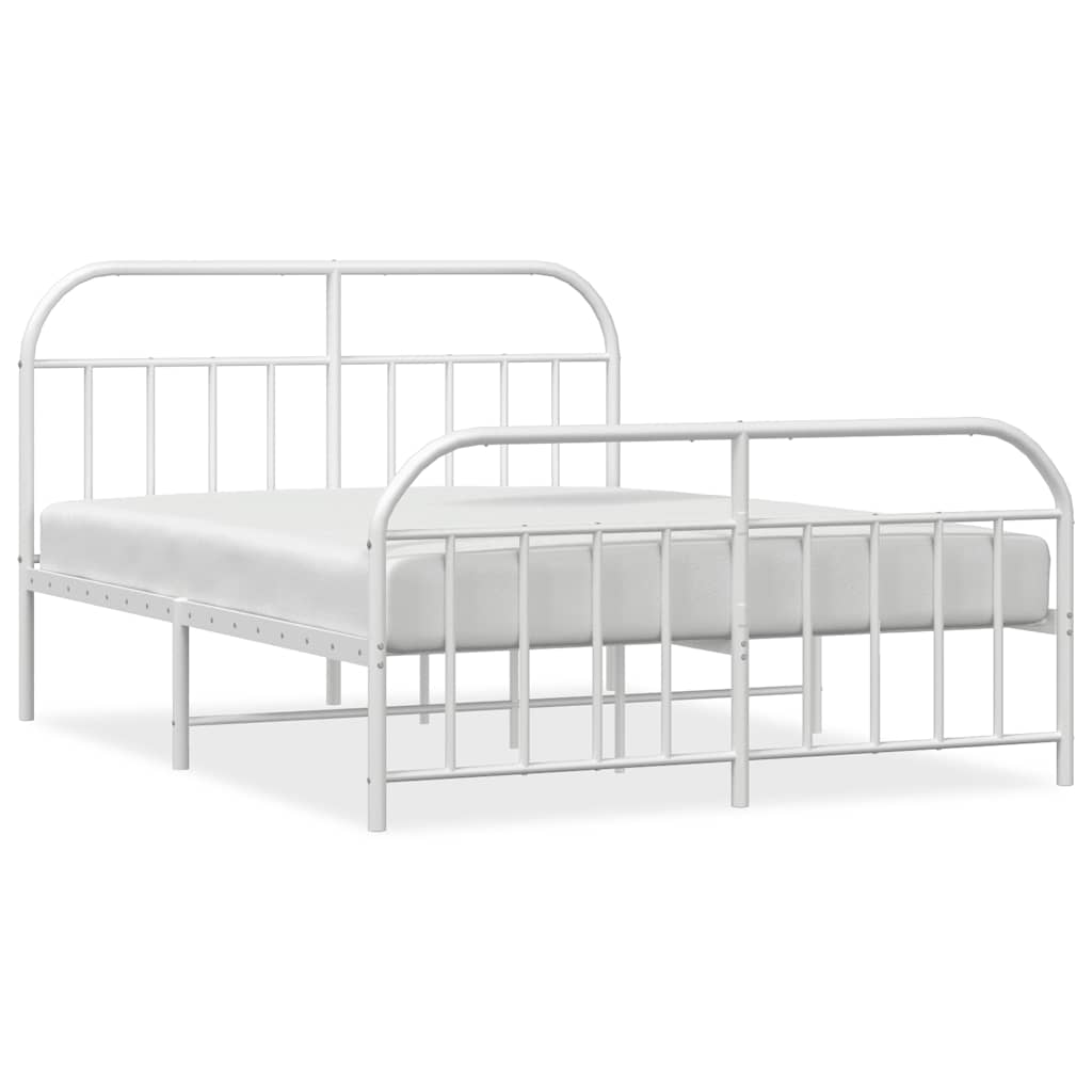 Metal Bed Frame without Mattress with Footboard White 183x213cm