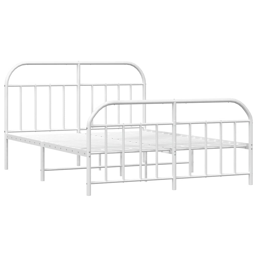 Metal Bed Frame without Mattress with Footboard White 183x213cm