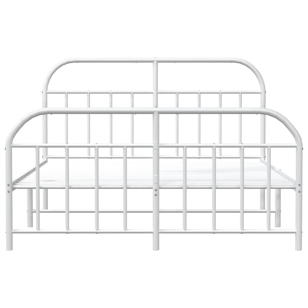 Metal Bed Frame without Mattress with Footboard White 183x213cm