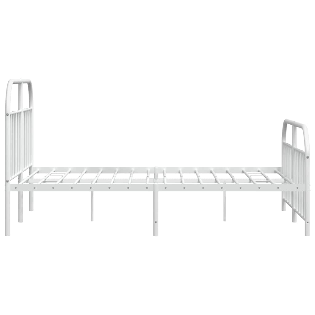 Metal Bed Frame without Mattress with Footboard White 183x213cm