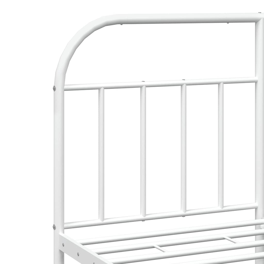 Metal Bed Frame without Mattress with Footboard White 183x213cm