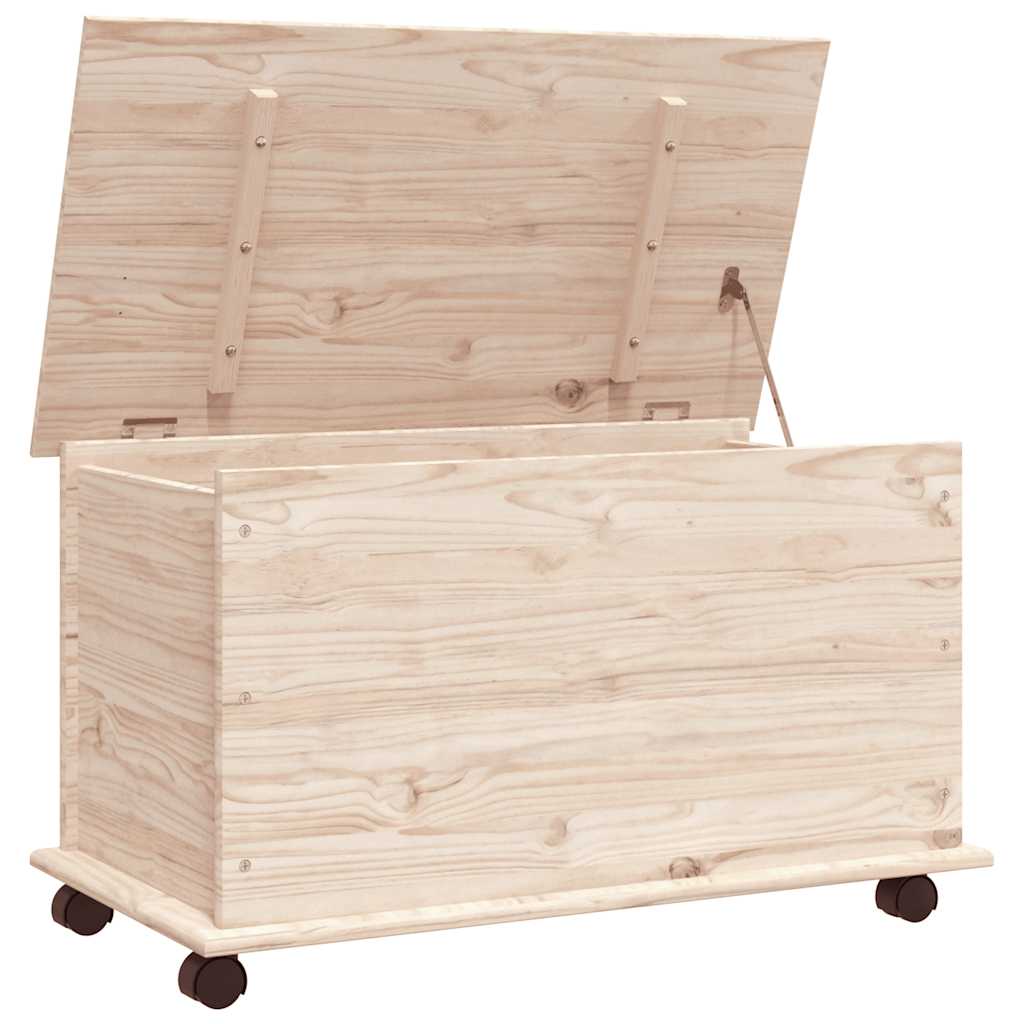 Storage Chest with Wheels ALTA 73x39.5x43 cm Solid Wood Pine