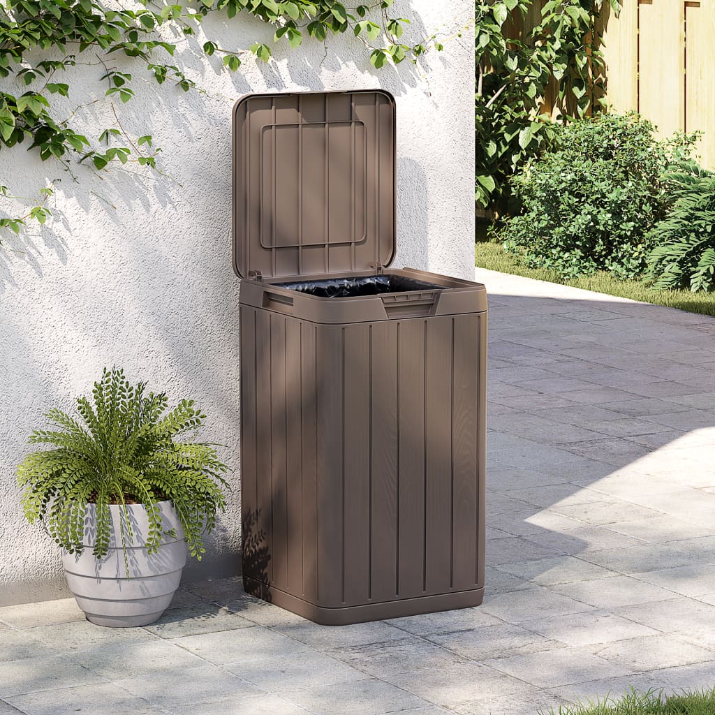 Outdoor Garbage Bin Brown 38x38x65 cm PP