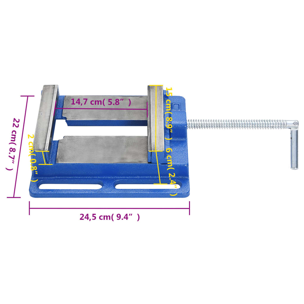 Drill Press Vise Blue 150 mm Cast Iron
