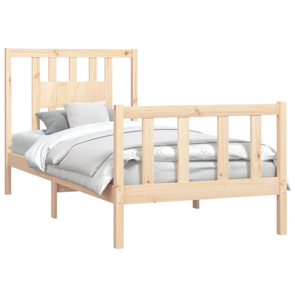 Bed Frame without Mattress Solid Wood Pine 100x200 cm