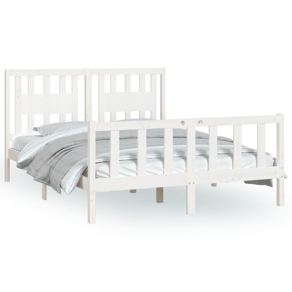 Bed Frame without Mattress White Solid Wood Pine 140x200 cm