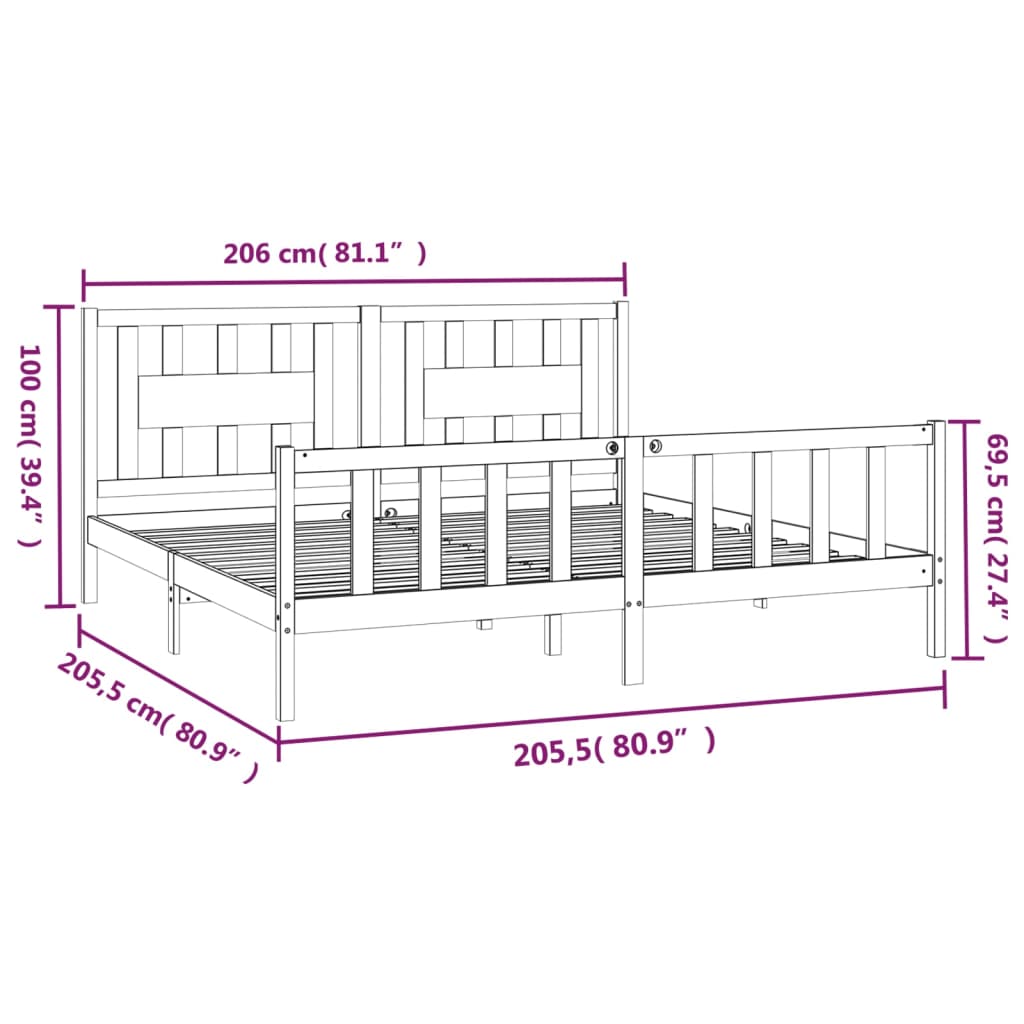 Bed Frame without Mattress Solid Wood Pine 200x200 cm