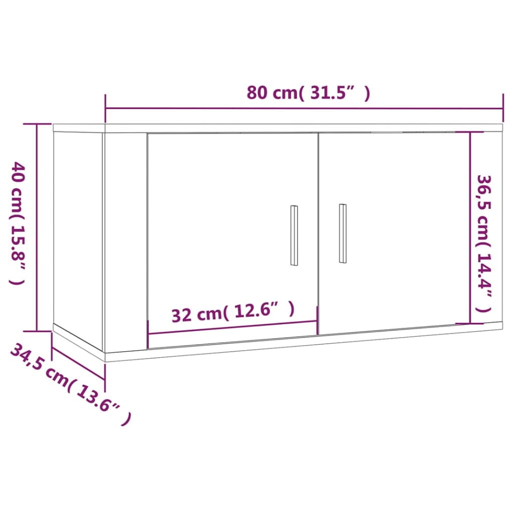 Wall-mounted TV Cabinets 2 pcs Sonoma Oak 80x34.5x40 cm
