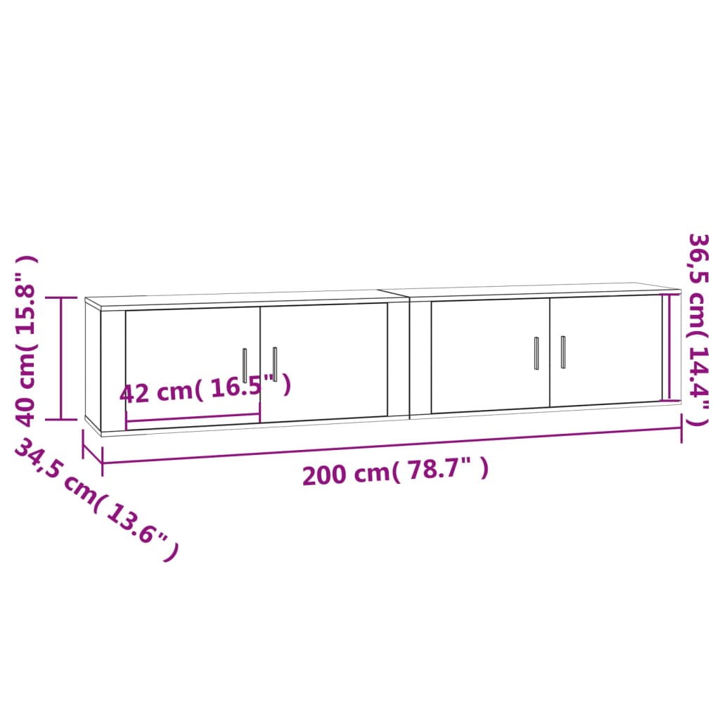 Wall-mounted TV Cabinets 2 pcs Concrete Grey 100x34.5x40 cm