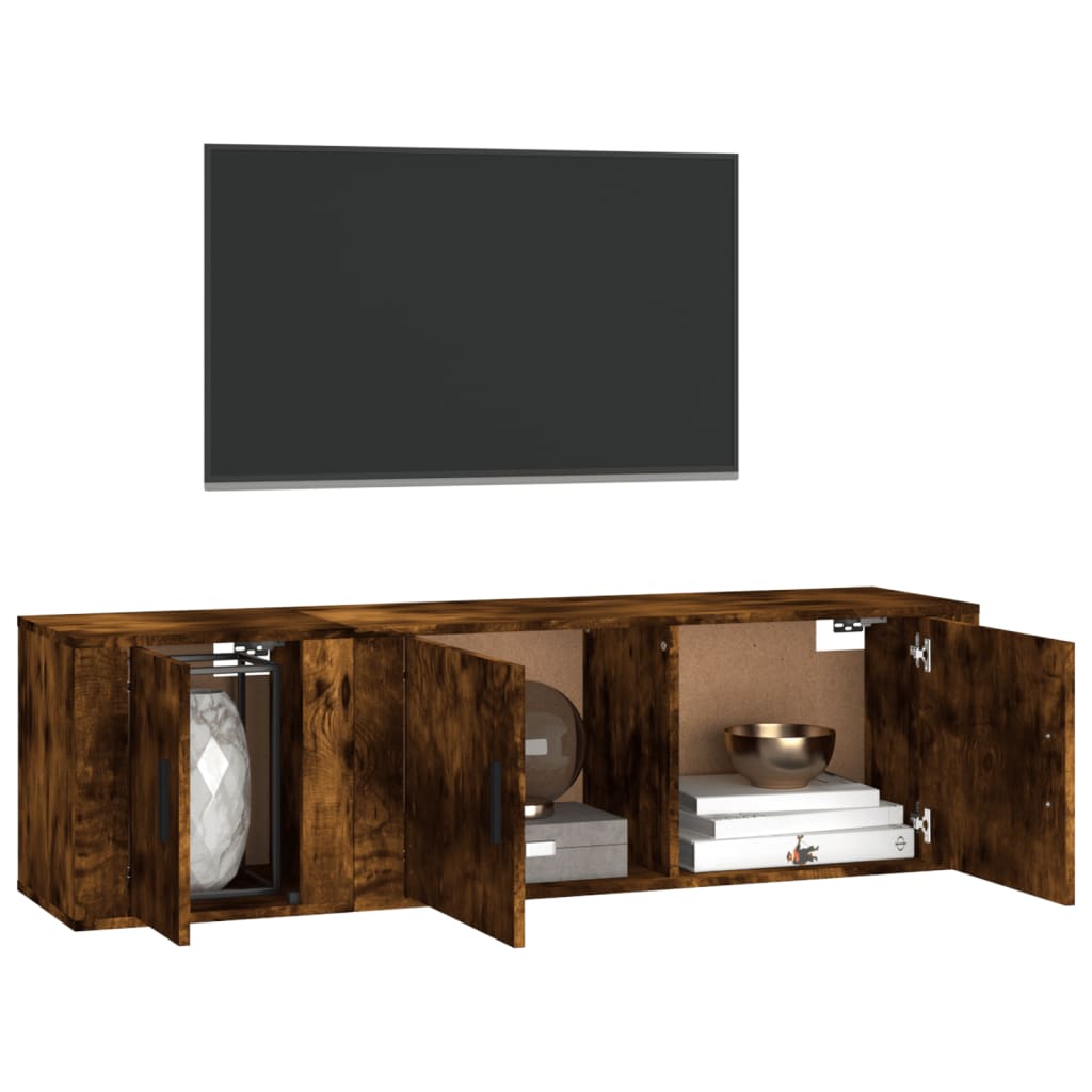 2 Piece TV Cabinet Set Smoked Oak Engineered Wood