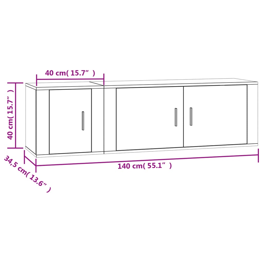 2 Piece TV Cabinet Set Smoked Oak Engineered Wood