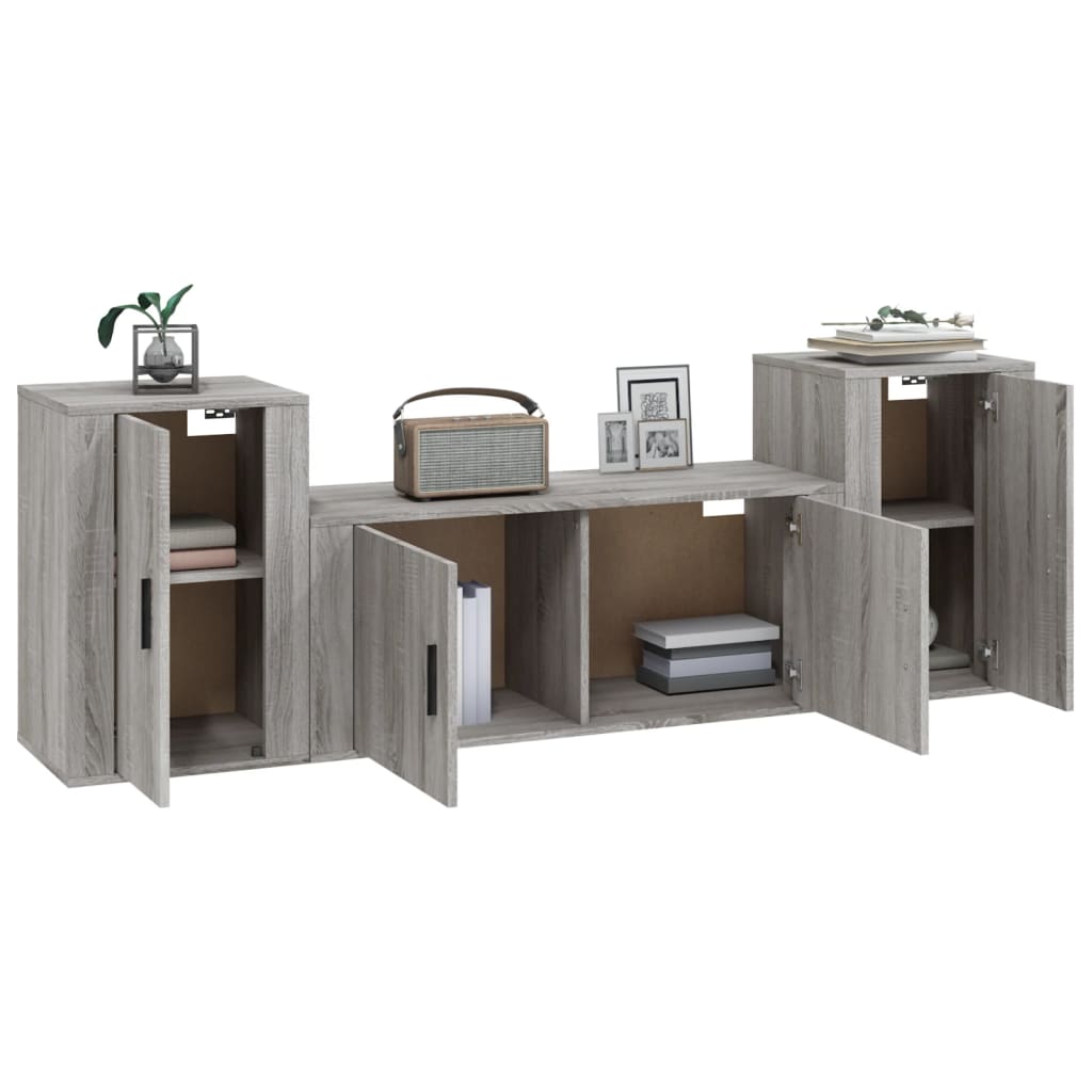 3 Piece TV Cabinet Set Grey Sonoma Engineered Wood