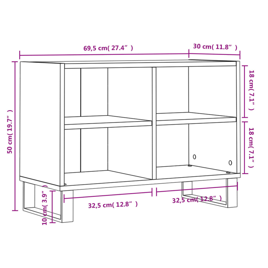 TV Cabinet Smoked Oak 69.5x30x50 cm Engineered Wood