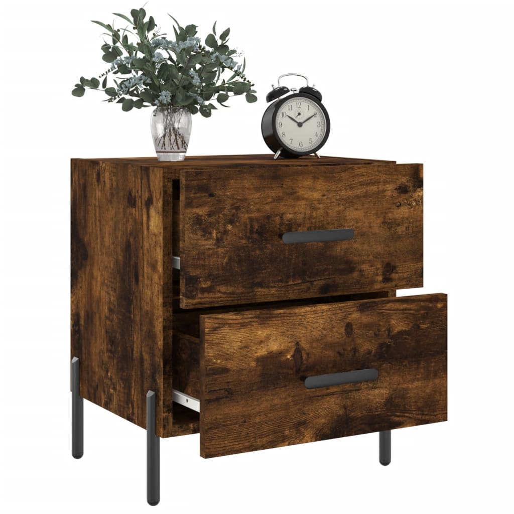 Bedside Cabinets 2 pcs Smoked Oak 40x35x47.5 cm Engineered Wood