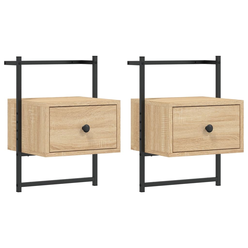 Bedside Cabinets Wall-mounted 2 pcs Sonoma Oak 35x30x51 cm Engineered Wood