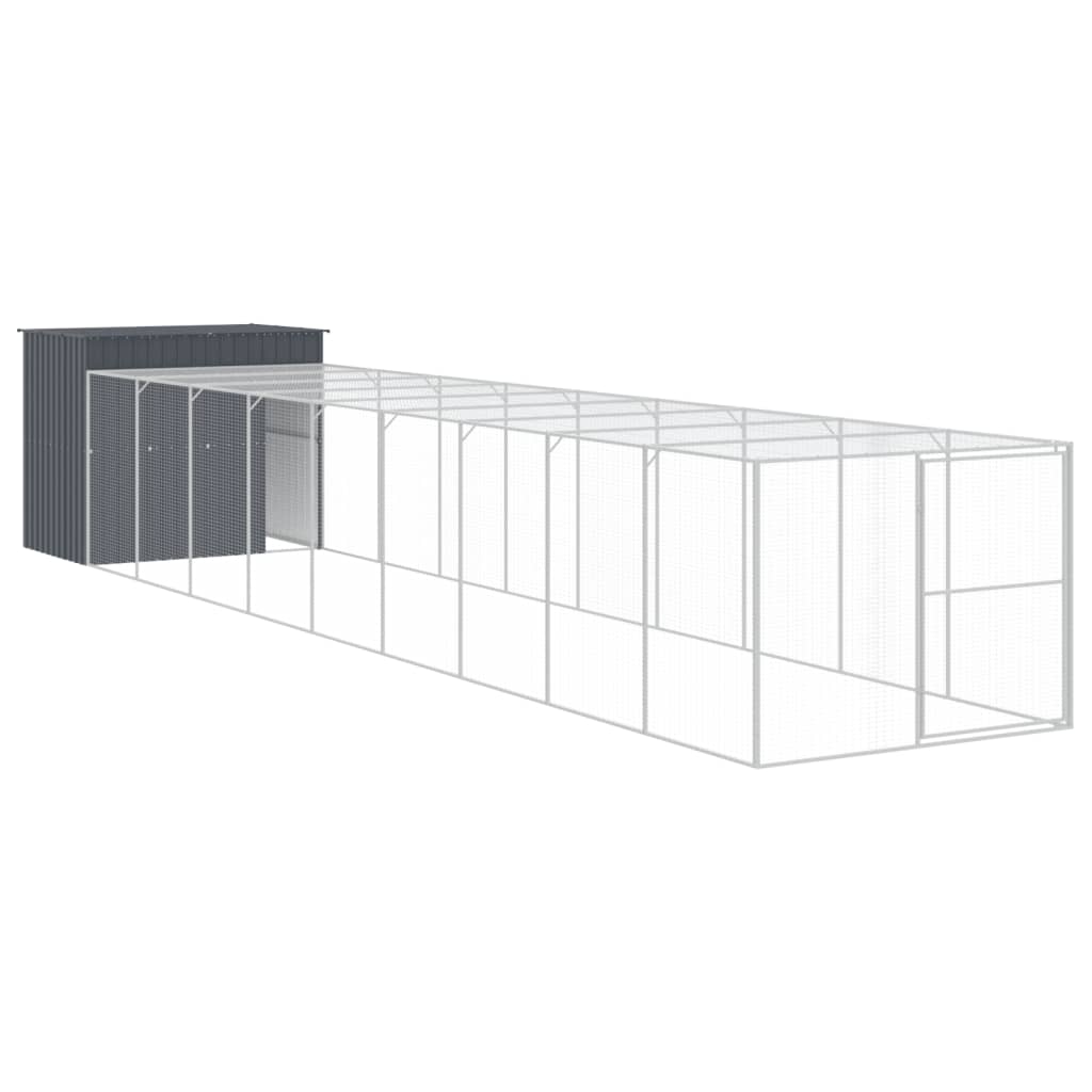Dog House with Run Anthracite 214x1069x181 cm Galvanised Steel