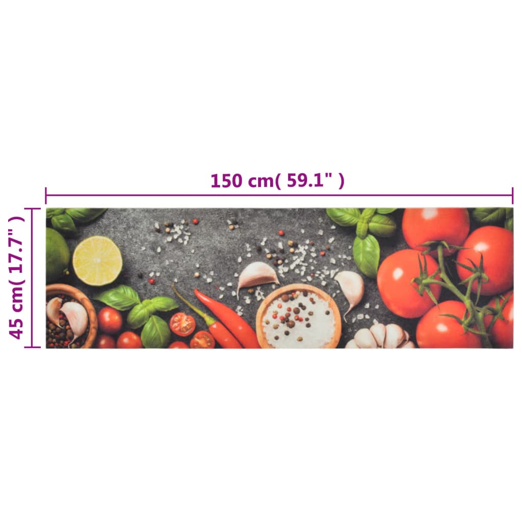 Kitchen Rug Washable Vegetables 45x150 cm Velvet