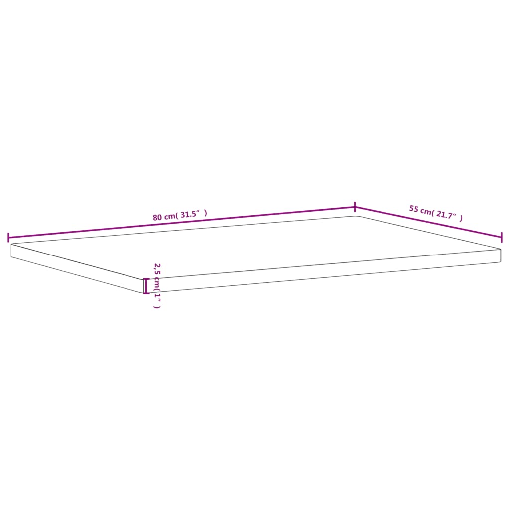 Desk Top 80x55x2.5 cm Solid Wood Beech