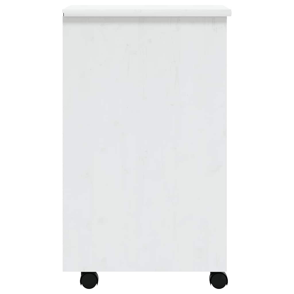 Rolling Cabinet with Drawers MOSS White Solid Wood Pine