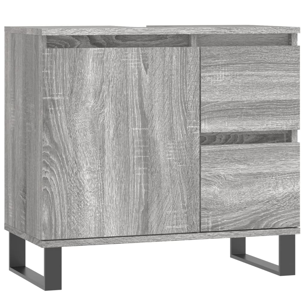 3 Piece Bathroom Furniture Set Grey Sonoma Engineered Wood