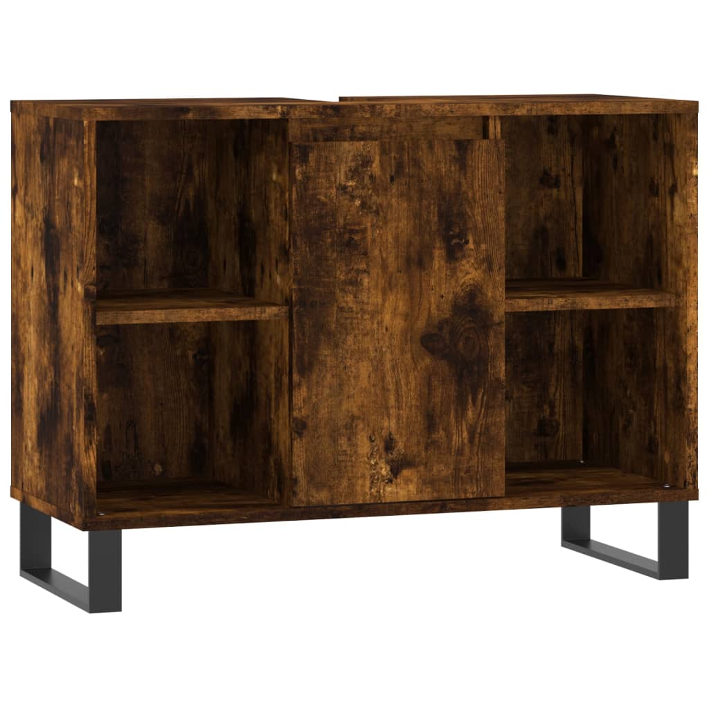 3 Piece Bathroom Furniture Set Smoked Oak Engineered Wood