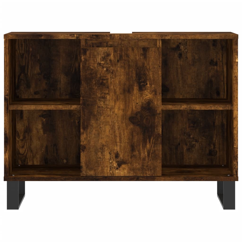 3 Piece Bathroom Furniture Set Smoked Oak Engineered Wood