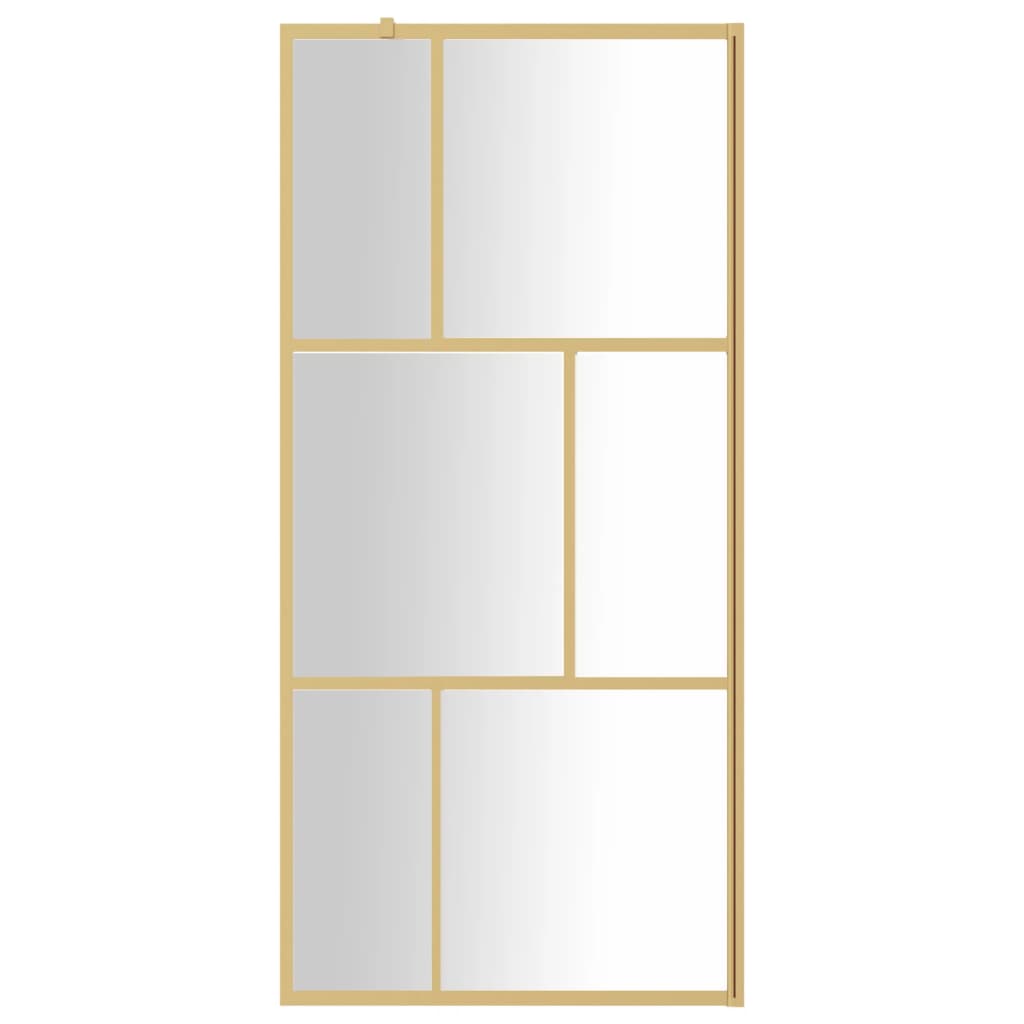 Walk-in Shower Wall with Clear ESG Glass Gold 90x195 cm