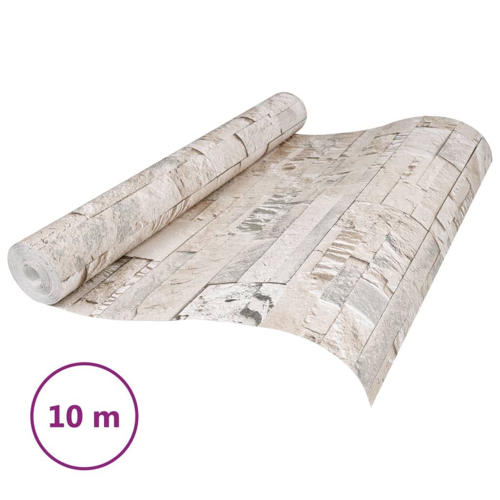 Wallpaper 3D Stone Look Grey and Beige 10x0.53 m Non-woven