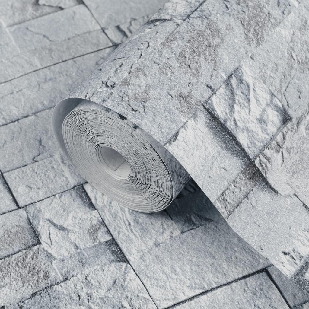 Wallpaper 3D Stone Look Light Grey 10x0.53 m Non-woven