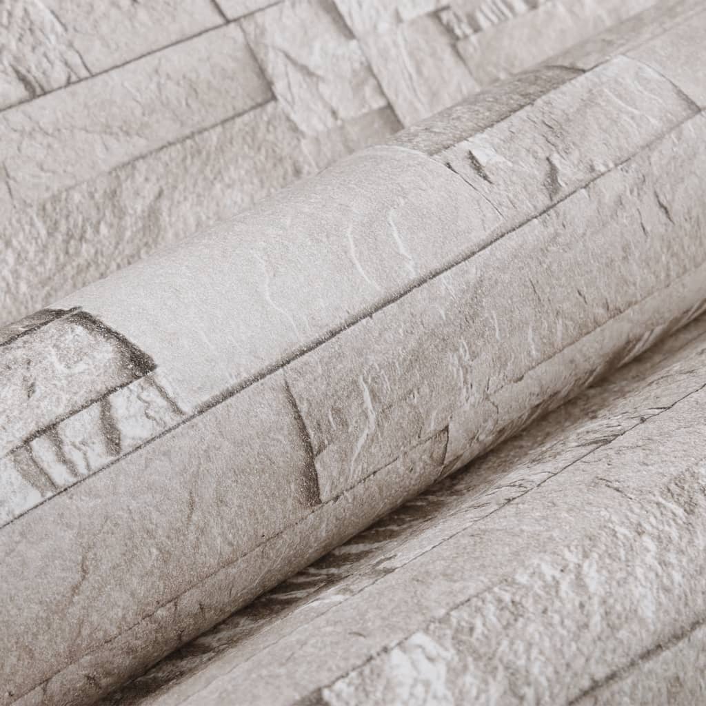 Wallpaper 3D Stone Look Cream 10x0.53 m Non-woven