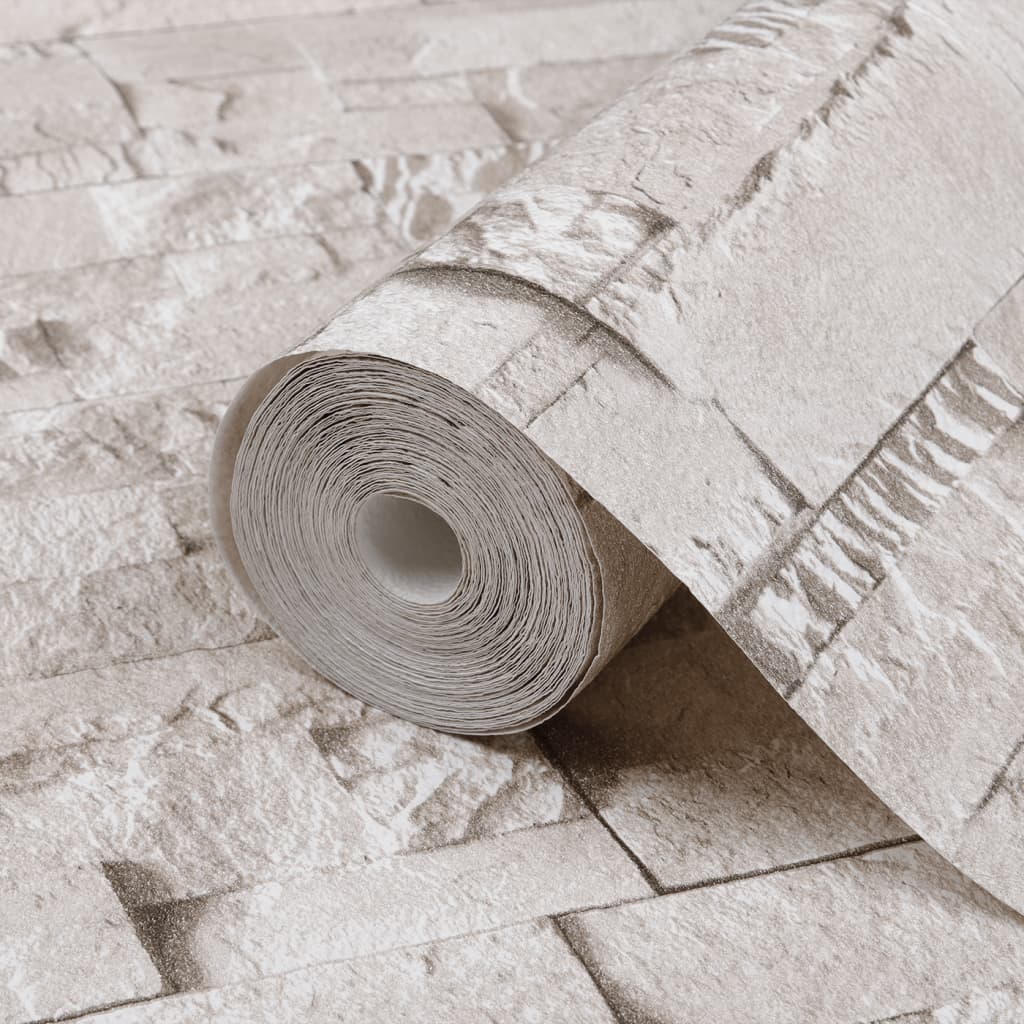 Wallpaper 3D Stone Look Cream 10x0.53 m Non-woven