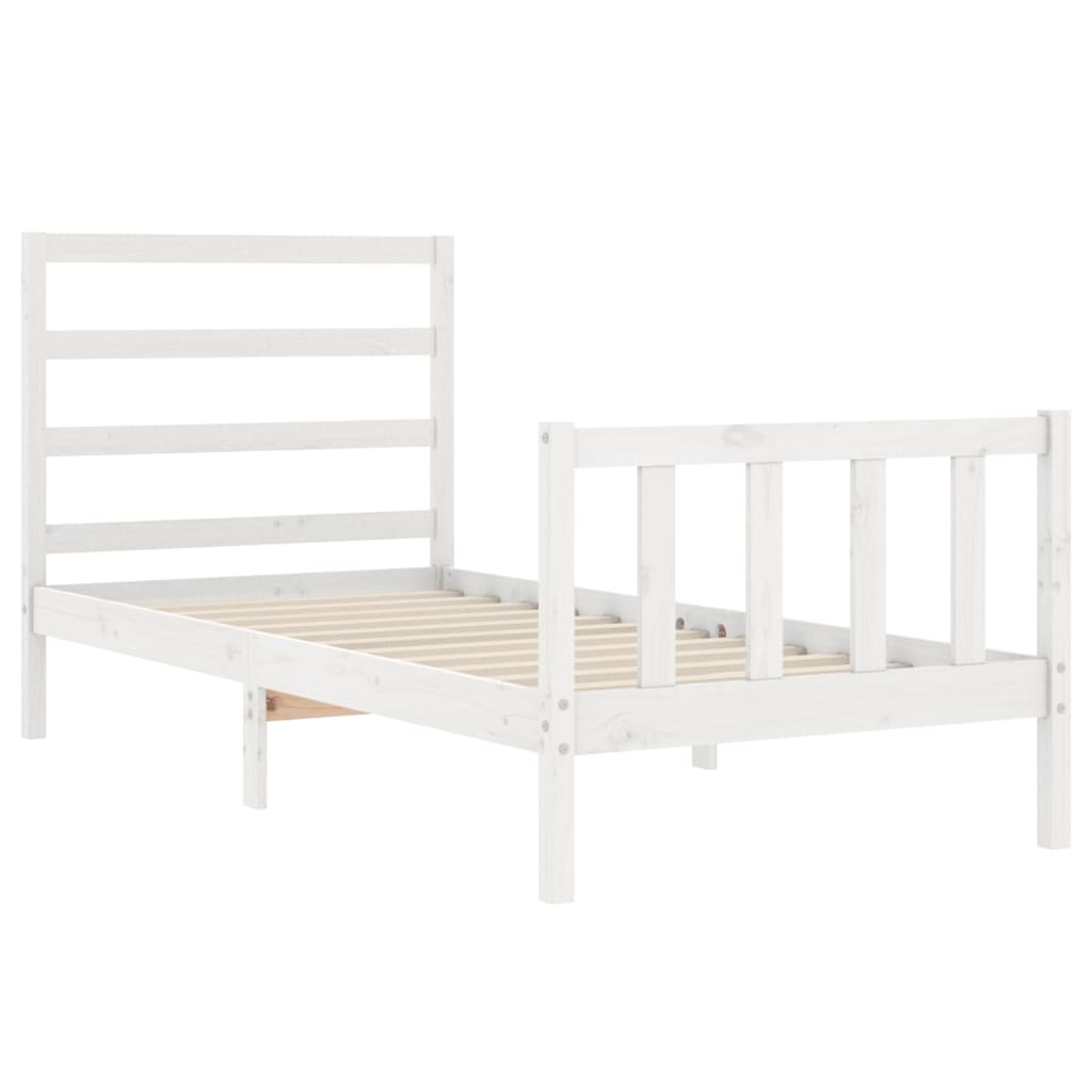 Bed Frame without Mattress White 90x200 cm Solid Wood Pine