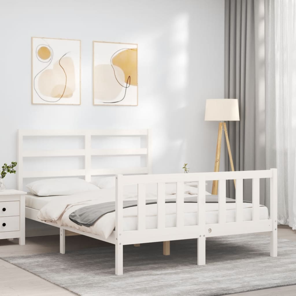 Bed Frame without Mattress White 140x200 cm Solid Wood Pine