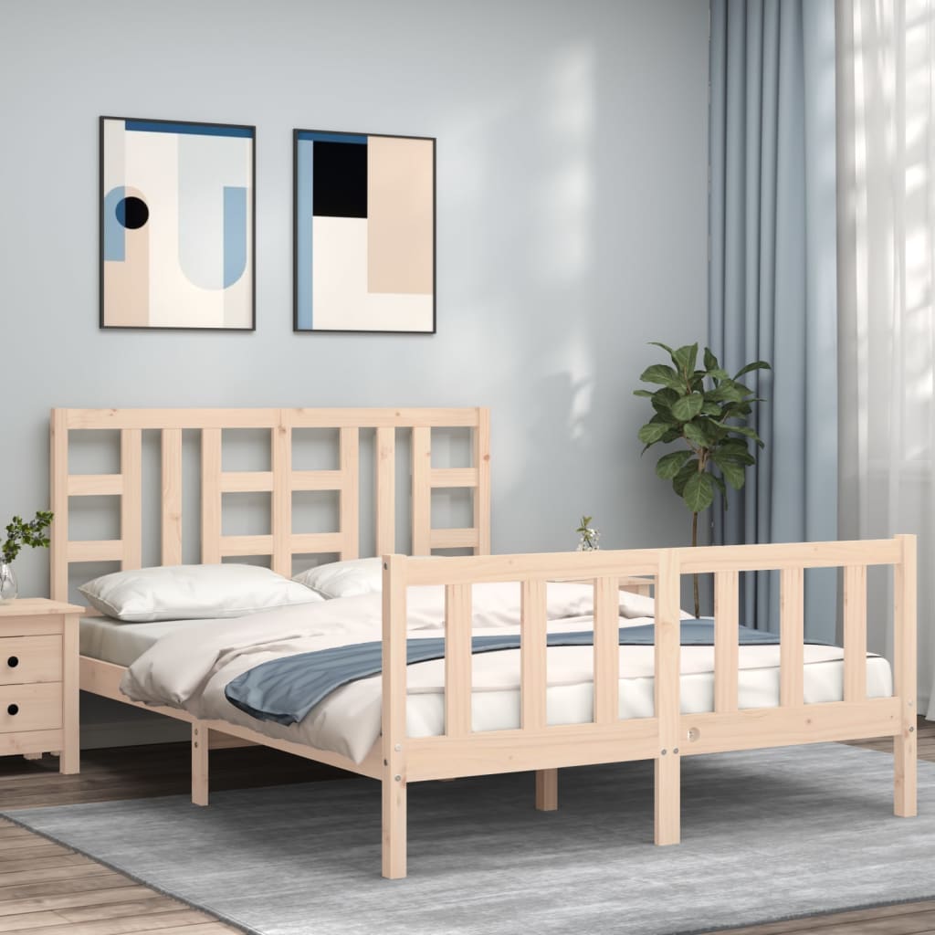 Bed Frame without Mattress 140x190 cm Solid Wood Pine