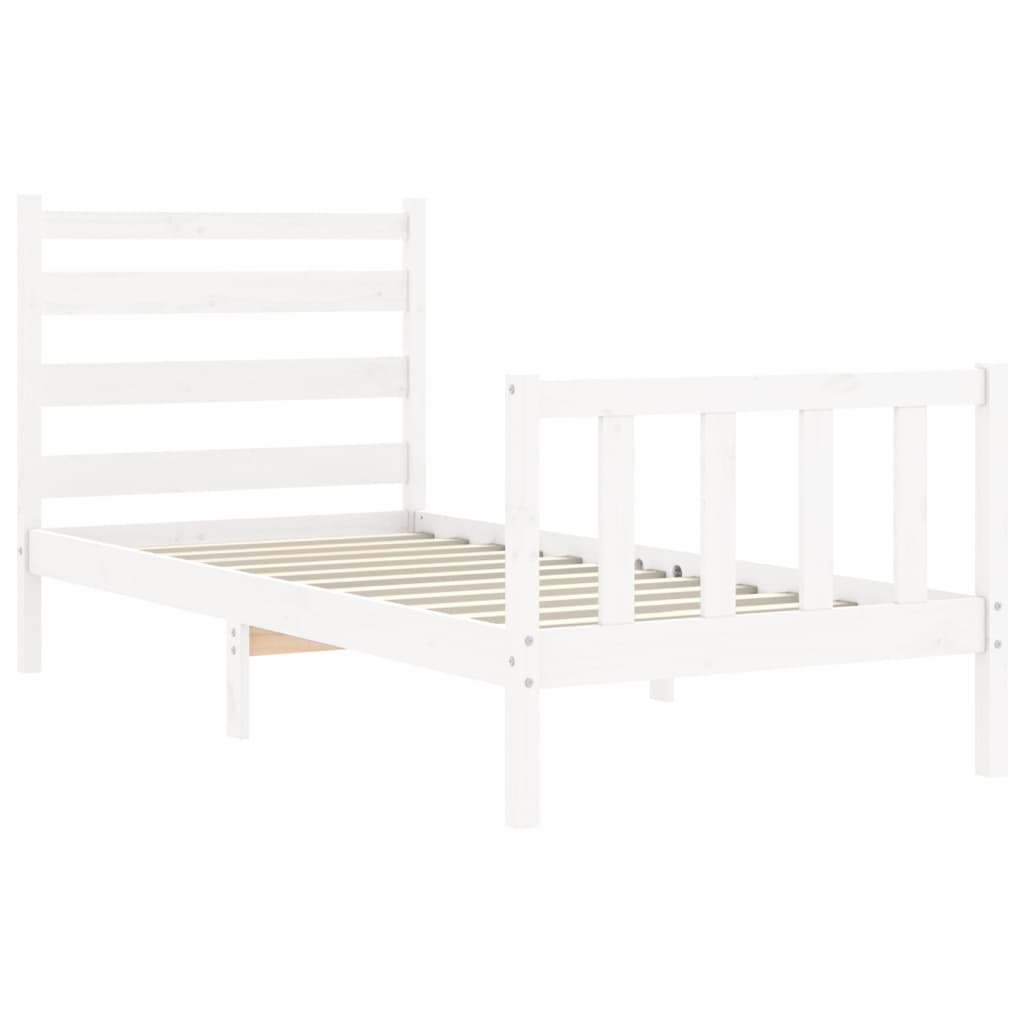 Bed Frame without Mattress White 100x200 cm Solid Wood Pine