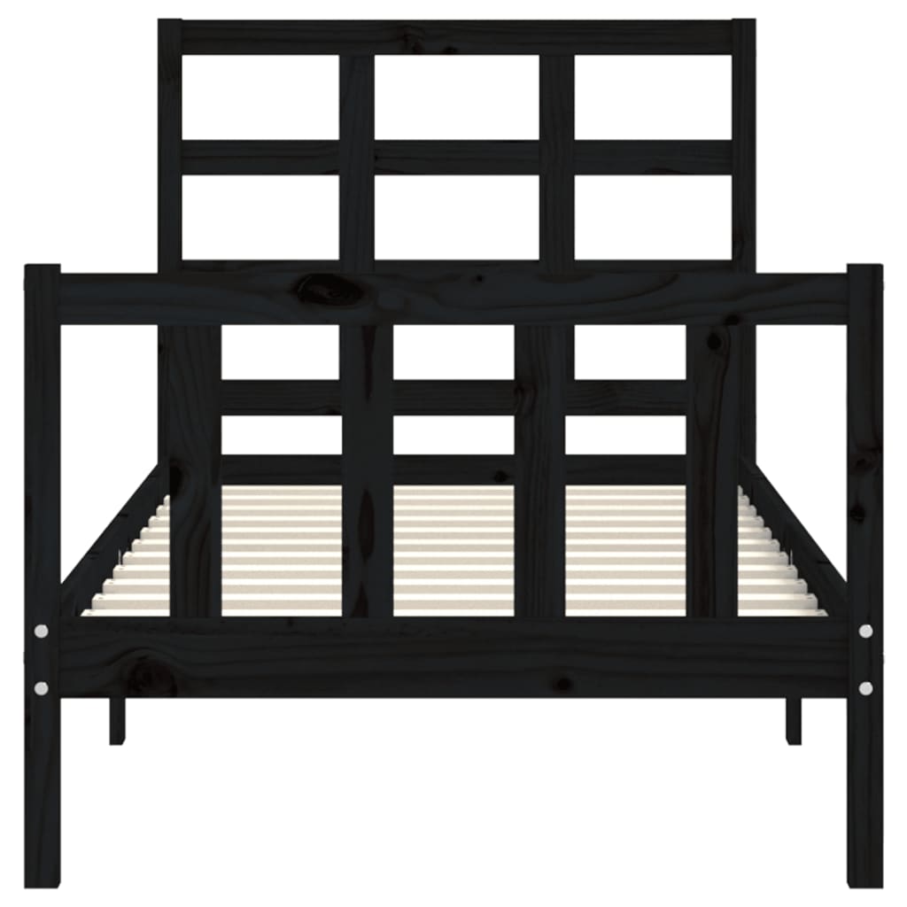 Bed Frame without Mattress Black Small Single Solid Wood Pine