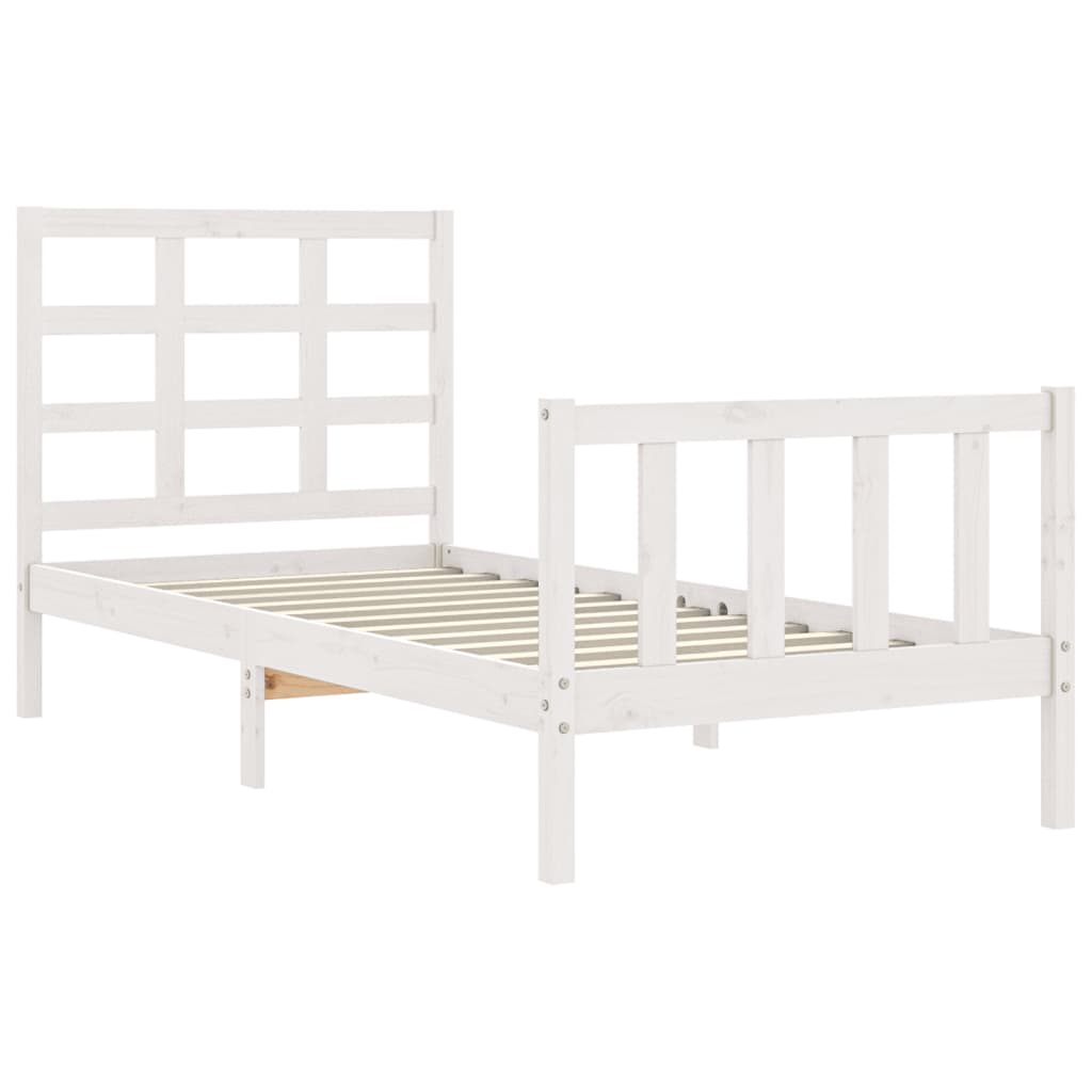 Bed Frame without Mattress White 100x200 cm Solid Wood Pine