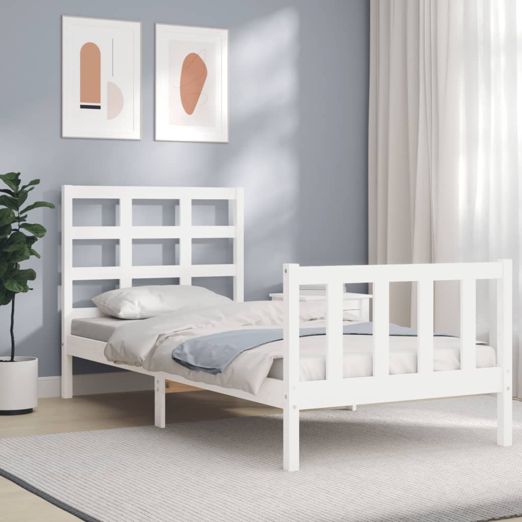 Bed Frame without Mattress White 100x200 cm Solid Wood Pine