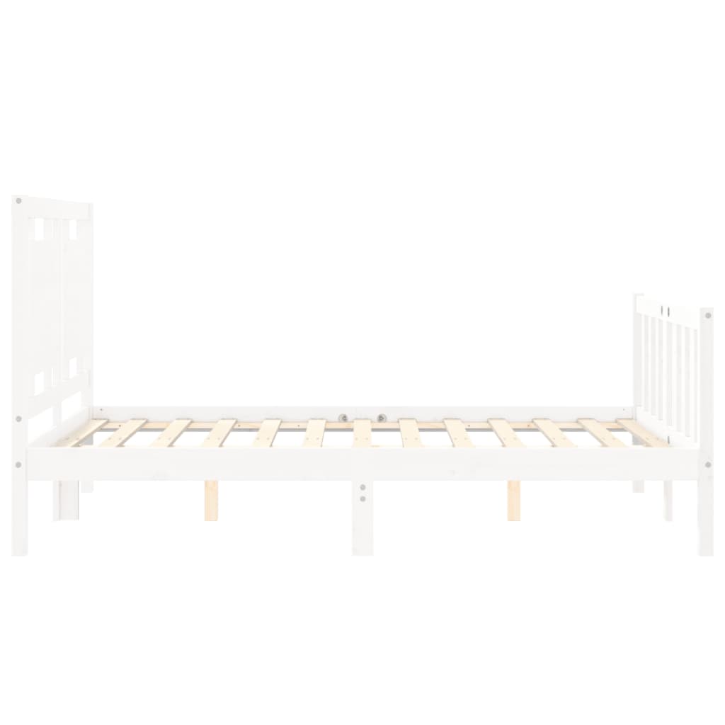 Bed Frame without Mattress White Double Solid Wood Pine