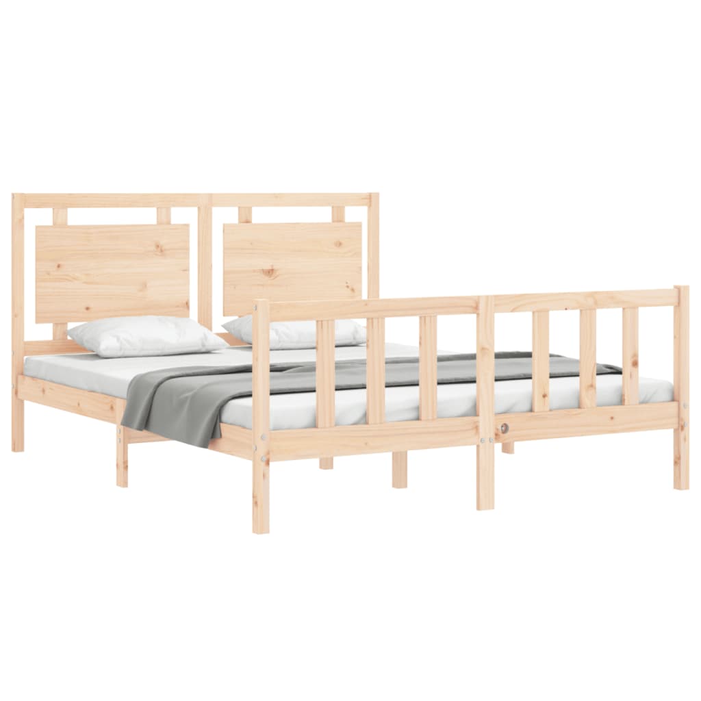 Bed Frame without Mattress King Size Solid Wood Pine